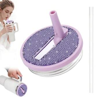 1 件闪亮塑料杯盖替换件，30/40 盎司，通用，防溢，防溅，杯盖翻盖吸管，可重复使用，可更换，适用于保温杯，返校用品