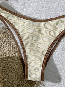 Bikinx Costume da bagno con parte superiore a fascia con ferretto e parte inferiore, in maglia, con effetto colorblock, per l estate in spiaggia