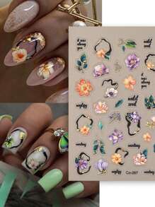 Nail Art Stickers, 4 Vintage Flower Leaf Geometric Patterns, 5D Self Adhesive Foil Stamping Craft Nail Art Stickers & Decals/Nail Art Decoration Set DIY Nail Art Decorations, Nail Art Stickers For Ladies & Girls, Nail Salon, Stationery Stickers, Phone Stickers, Storage Stickers.