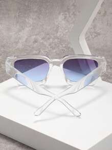 1 pièce Lunettes de mode transparentes en plastique à cadre géométrique pastel pour hommes. Accessoires d'été pour les vacances à la plage, les sorties en extérieur et les voyages