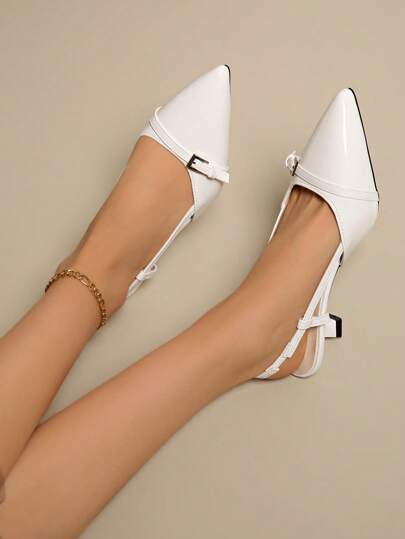 Sandalias de fiesta/vestido de tacón medio elegantes y con puntera nueva, de diseño patentado brillante y tacón de gatito para el verano, disponibles en rojo vino, negro, blanco y rojo, apropiadas para el 4 de julio, el Día de la Mujer y elegantes tacones azules