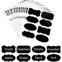 80pcs Kitchen Accessories Labels For Food Stickers Chalk Labels Black Reusable Waterproof Labels Stickers Chalk Sticker Labels Food Or Spice Labels For Kitchen Or Pantry Bottles Also For The Classification Of Office Documents, The Categorization Of Items In Warehouses, The Classification Of Goods In Convenience Stores, As Well As In Places Like Schools. - Multicolor - View 2