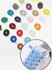 男女款弹性宽松鞋带，无需系带金属夹鞋带，百搭一脚蹬鞋，黑色、白色、彩色 - 彩色 - 查看 1