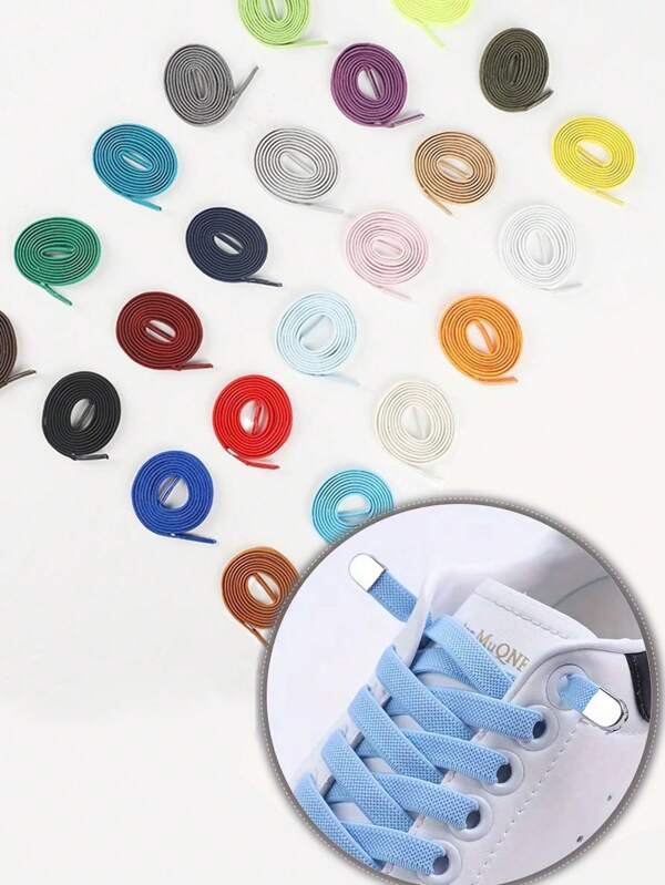 Elastic Slouchy Shoelace No Tie Metal Clip Laces For Men & Women, Versatile Slip-On Shoes In Black, White, Color