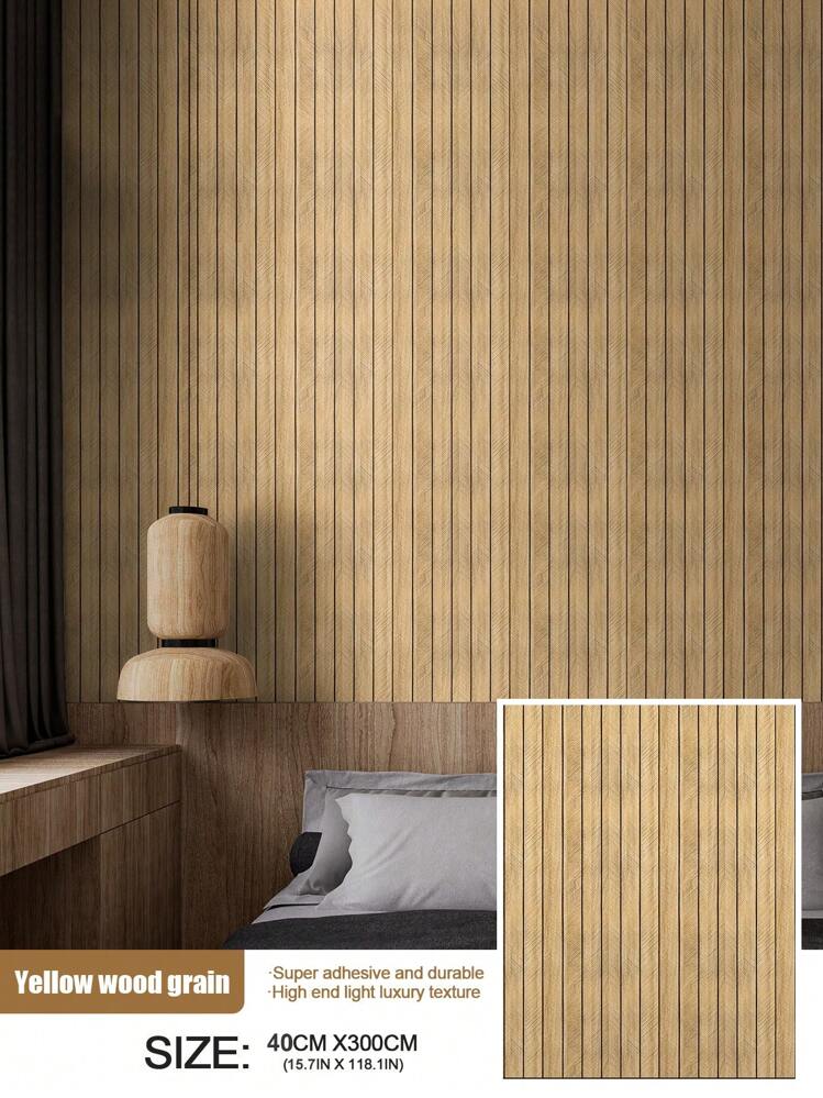 1pc 15.7in X 118in/13 Sq Ft Thick Vinyl Wood Grain Peel And Stick Wallpaper, Waterproof Self-Adhesive Striped Tile Rolls For Kitchen, Living Room, Office And Bedroom (Gray And Brown) Wall Art Decor, Home Decor, Living Room Wallpaper, Wall Decals, Party Decor, Bedroom Office Decor, Home Decor, Bathroom Decor, Room Decor - Multicolor - View 13