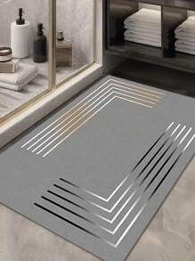 Luxury Anti-Slip Silica Gel Mat - Soft, Absorbent, Quick-Dry, Elegant Gray & Gold Striped Design - Ideal For Kitchen, Bathroom, Entryway - Durable Rubber Backing, Hand Wash Only - Multicolor - View 13