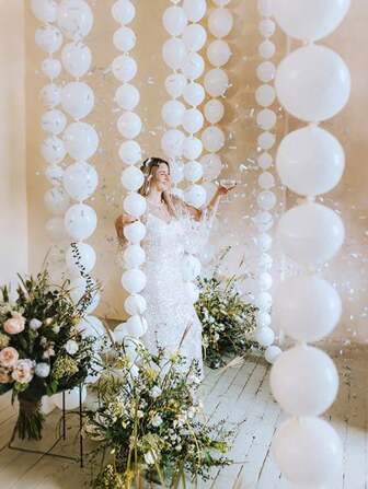 30pcs Latex Balloons With Tails For DIY Linking, Suitable For Birthday Party, Wedding, Anniversary Decoration