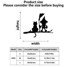 Decoración de pared de silueta metálica - Bruja y gato, adecuada para decoración del hogar, jardín y patio | Regalo ideal para cumpleaños y inauguración de la vivienda