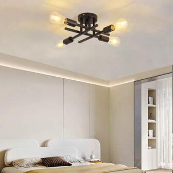 Nordic Square Pipe Retro-stilslampa för vardagsrum, bardisk, kreativ amerikansk restaurangtaklampa i minimalistisk stil (glödlampa ingår ej)