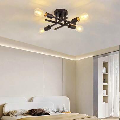 Lâmpada de estilo retrô de tubo quadrado nórdico para sala de estar, balcão de bar, luz de teto de restaurante estilo minimalista americano criativo (lâmpada não incluída)