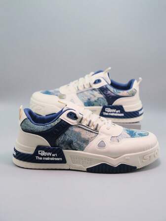 男士圆头系带厚底运动鞋，低帮休闲鞋，适合上学，时尚舒适防滑休闲鞋，适合日常穿着，百搭