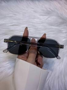 1 Peça Óculos de Armação Grande Vintage com Viga Dupla, Óculos de Moda Personalizados com Sapo, Óculos Versáteis Femininos, Adequados para Viagem, Férias, Acessórios de Praia