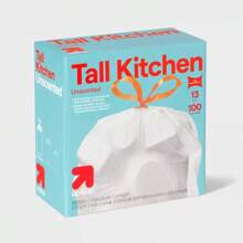 UltraStretch Tall Kitchen Drawstring Trash Bags - Unscented - 13 Gallon - Up&Up™  13 Gallon UltraStretch Drawstring Trash Bags – 100‑Count Unscented Kitchen Liners – Heavy‑Duty 0.82 Mil, Reinforced Top & Leak‑Resistant – Made In USA & Tear‑Resistant - 1 - View 4