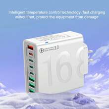 XJDR Cargador de 100W 1 pieza 4 USB-A + 4 USB-C compatible con iPhone 16, 15, 14, 13, carga súper rápida con 8 puertos, cargador de pared adecuado para viajes, oficina, dormitorio y uso doméstico