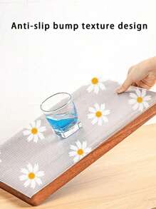 1 Roll Daisy Shelf Liner For Kitchen Cabinets,Non-Adhesive Drawer Liner,Non-Slip Refrigerator Liner,EVA Waterproof Fridge Pad Cupboard Mat Easy Placemats.