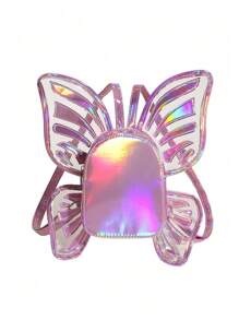 Personalized Casual Butterfly Wings Fashionable Backpack Mini Novel Laser Colorful Transparent Women Schoolbag Niche Design Creative Bag High-Looking Backpack Suitable For Outdoor Electronic Music Festival - View 5