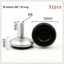 16/32PCS 30 Bottom M6 Adjustable Screw Furniture Legs Display Cabinet Foot Pad Sofa Table Foot Pad Rack Screw Pad Support Foot - Black - View 18