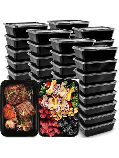 30-Pack Meal Prep Containers, 33.8 OZ Microwavable Reusable Food Containers With Lids For Food Prepping, Disposable Lunch Boxes, Plastic Food Boxes- Stackable, Freezer Dishwasher Healthy