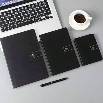B5/A5/B6 Simple Business Office Black Notebook, Business Minimalist Personalized Notepad, Exquisite Portable Memo Pad, Meeting Pocket Notebook, High-Quality Office Notebook, Student Study Notebook, Simple Diary, Elegant Black Notebook School Supplies,Back To School