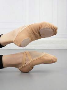 Wuyuan Soft & Light Comfortable 4-Way Stretch Canvas Split Sole Ballet Shoes/Ballet Slippers, Sock-Like Fit, Curved Heel For Secure Fit, 3D Shaped Design For Enhanced Arch, Ideal For Daily Dance Practice, Beginners