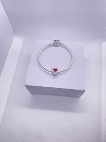 1 pièce 2025 Nouveau bracelet de mode haut de gamme pour femmes DIY meilleures . Bracelet à perles avec bouton strass et charms cœur rouges brillants. Convient pour un port quotidien, idéal pour la Saint-Valentin, la Fête des Mères, les fêtes entre dames, un cadeau d'amour romantique, un bracelet à breloques