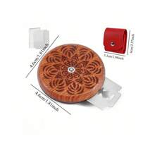 UFO 木制面包切片刀，面团切刀，配有 5 个刀片和储物盖，自制酸面包切刀（莲花图案） - 彩色 - 查看 7