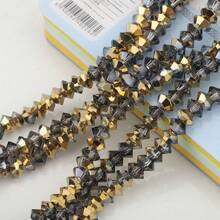 95pcs 6mm Crystal Glass Middle Hole Saucer Beads, Electroplated Colorful DIY Accessories For Shoes, Clothing, Hats, Phone Chains, Jewelry Making