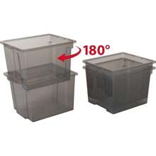 New- Iris Ohyama Versatile Storage Boxes, 30L, Set Of 6, Grey, Easy-Close Lid, Stackable, Plastic, For Closet, Shelves, Organization, Clothes, Bed Sheets, Garage, USB-M - Grau30L  6er-Set - View 7