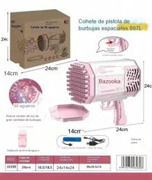 Pistola de Burbujas Bazooka de 69 Agujeros,juguete para niños,maquina de burbujas portatil,ligera Gatling de gran tamaño,totalmente automatica.