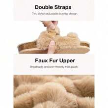 House Shoes For Women,Slippers For Women,Fuzzy Slippers Comfortable Sole, Adjustable Shoulder Strap Slippers For Women Indoor And Outdoor