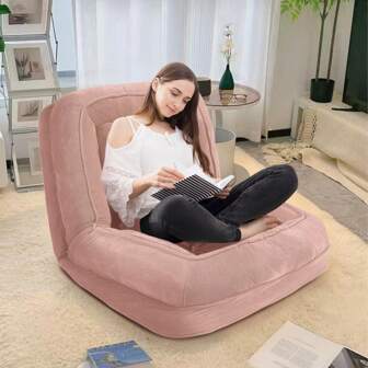 Upholstered Human Dog Bed For Adult & Pets, Convertible Lazy Sofa Bed With 5 Adjustable Position, Comfy Tatami Sofa Bed Bean Bag Sofa With 2 Soft Pillows For Bedroom Living Room Office