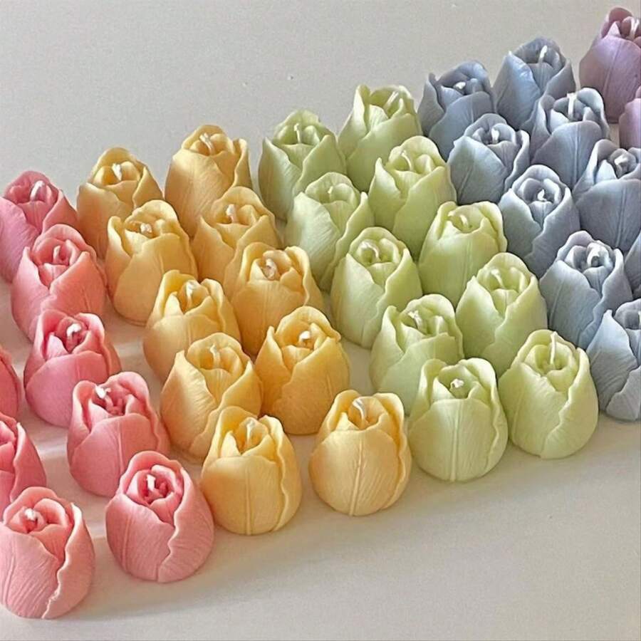 1 pieza Molde de silicona para hacer velas en 3D, molde de flor de tulipán tridimensional, molde de vela para el Día de San Valentín, velas aromáticas DIY, piedra de incienso, decoración de hogar, fácil de desarmar y limpiar, materiales reutilizables DIY, hecho a mano, regalo perfecto para mujeres, amantes de la artesanía, regalo para la mejor amiga, regalo de invierno, romántico