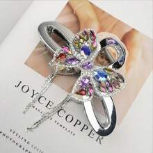 Elegant Rhinestone Bowknot Silver Large Hair Claw Clip, Fashion Women Shiny Crystal Hair Claw Accessory