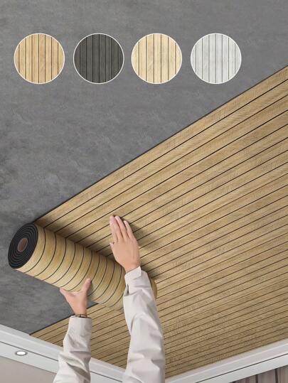 1PC 15.7"X 118"/13 Sq.F Peel Stick Vinyl Thickened Grille Wood Grain Wand Sticker,Waterproof Self Adhesive Stripe Tiles Roll Kitchen Living Room,Office Room (Grey Brown) Art Bedroom Stickers Home Paper ations Office Items Bathroom ation Stuff Ho Wallpapers