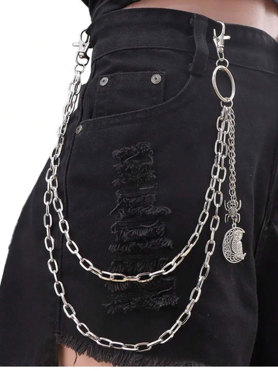 1pc Owl & Spider Ornament Chain, Suitable For Everyday Wear - Multicolor - View 1