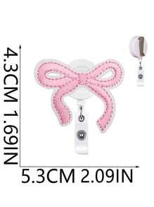 1PC/5Pcs Pink Bow Badge Reel For ID Card Badge Retractable Badge Holder Cute Name Holders Clip For Medical Worker Nursing Student, School Supplies,Back To School