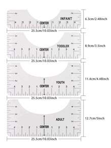 4pcs T-Shirt Ruler Guide Alignment Tool, Sewing Supplies Accessories, V-Neck Round Ruler, Suitable For Teenagers And Adults, Clothing Measuring Tool - Multicolor - View 3