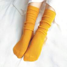 10 pares de medias largas de algodón de colores sólidos, tejidas con doble aguja, estilo japonés y coreano, para chicas de escuela secundaria y mujeres