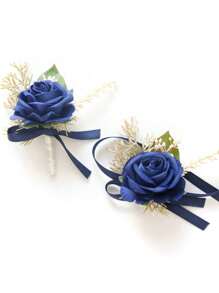 1 peça ou 1 conjunto de flores artificiais de pulso feitas à mão com fita, boutonnieres de rosas para homens e mulheres, boutonnieres de noivos e padrinhos com flores artificiais para casamento, baile de formatura, igreja, como peça central de presente de casamento - Multicolorido - Ver 12