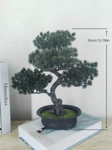 1 件 45 厘米/17.72 英寸优雅人造松树盆景树桌面盆景，易于维护且栩栩如生，是植物爱好者的完美礼物，适合小空间、家庭办公桌