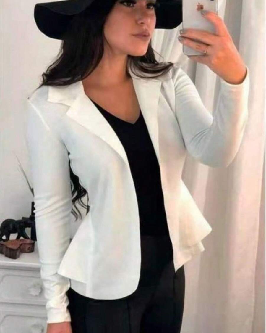 Neopreme Women's Blazer Shell Formal Suit Provides Blazer - White - View 1