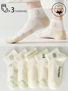 1/3/5 双女士棉袜、隐形袜、短袜、白袜、灰袜、黑袜、女士袜子、可爱袜子、女童袜子、秋冬/春秋夏袜、网眼透气细节、导轨透气孔设计、吸湿排汗、柔软滑爽，适合各种节日、运动、休闲、商务等日常穿着，一年四季均可穿着，颜色组合随机。 - 彩色 - 查看 6
