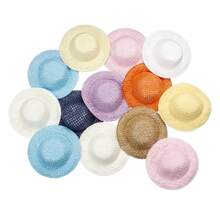 10 件装 5 厘米多色手工草帽迷你草帽适用于 DIY 工艺装饰配件、派对装饰