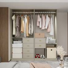 Hot New Multifunctional Partition Design Set Hanging, Storage, Shelves, Shoe Racks, In One Of The Wardrobe Storage System Combination Wardrobe Set, Large Storage Space Design, Stylish Simple And Generous, High Sense Of Full, Both Durable And Practical!