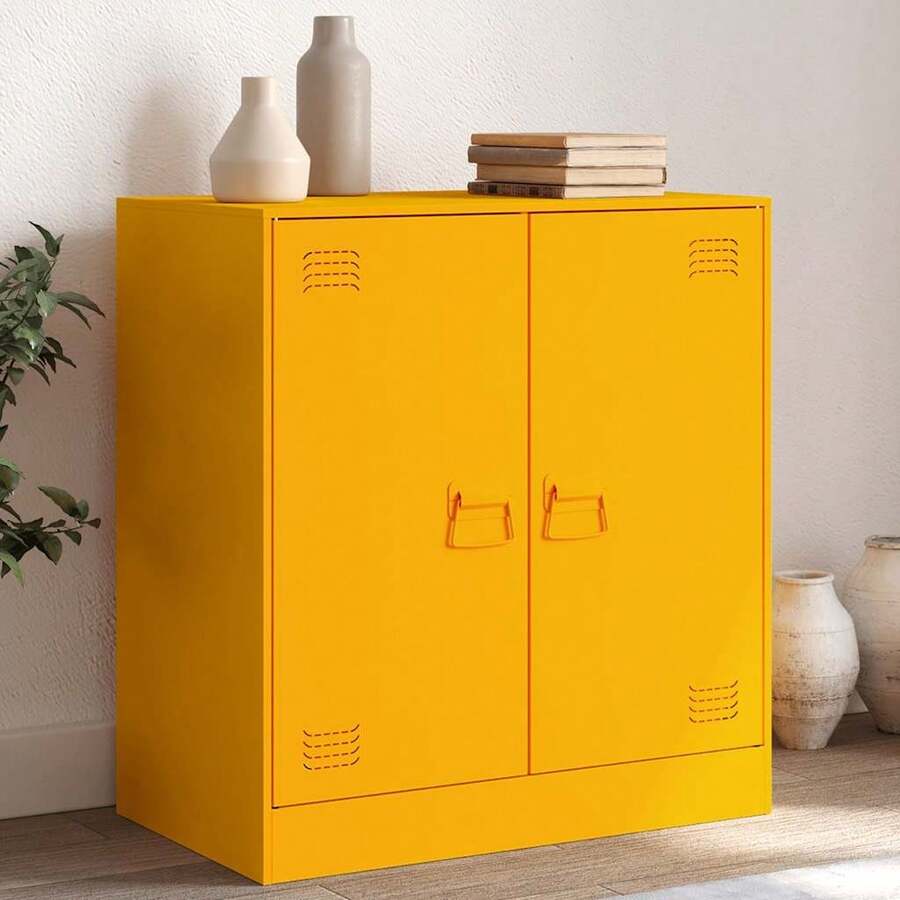 VidaXL Sideboard Mustard Yellow 67x39x73 Cm Steel - 白色 - 查看 1