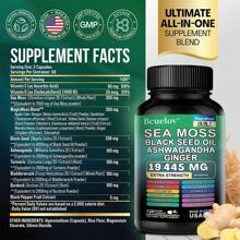 Sea Moss Black Seed Oil Ashwagandha Turmeric Bladderwrack Burdock 2000MG & Ginger Vitamin C Vitamin D3 With Elderberry Manuka - 120 Capsules - 1 chai - Xem 2