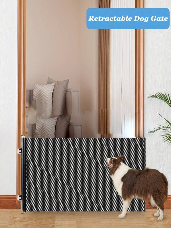 Retractable Dog Gate With Support Rods Indoor Cat Puppy Safety Fence For Stairs And Doorways Dog Door Fence Pet Supplies Pet Gate Fence