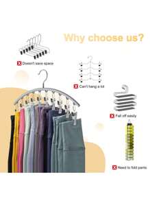 1 件衣架，可旋转挂架，节省空间的弧形衣架，适用于瑜伽裤和紧身裤 - 带 10 个夹子的壁橱整理器，裤子袜子衣架，适用于服装店情人节、情人节婚礼、生日 - 彩色 - 查看 2