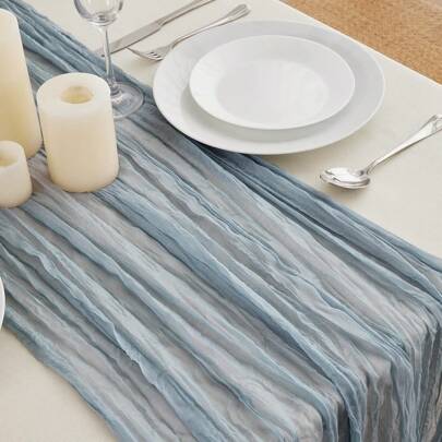 1pc Cheese Cloth Table Runner, Boho Sheer Cheese Cloth Tablecloth, Farmhouse Transparent Tablecloth Suitable For Wedding Bride, Baby Shower, Birthday Or Holiday Party Cake Table Decor, Romantic Banquet Table Decor