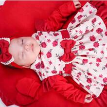 Maternity Outfit For Baby Girl Pompom 04 Pieces Baby Clothes - 卡其色 - 查看 4